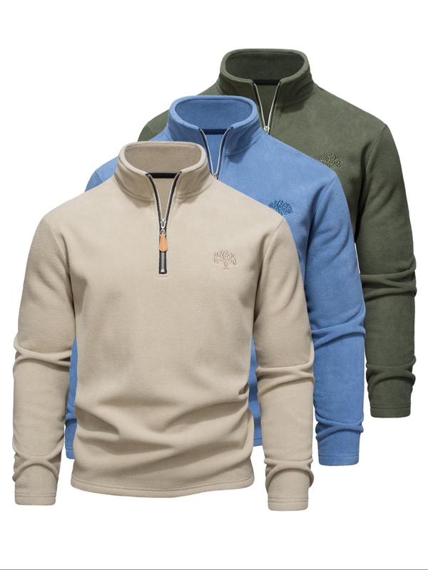 Sweatshirt homme en polaire, col montant zippé — idéal pour l’automne et l’hiver.