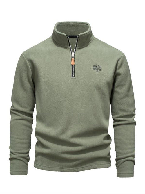 Sweatshirt homme en polaire, col montant zippé — idéal pour l’automne et l’hiver.