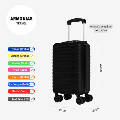🧳 ARMONIAS TRAVEL Maleta Compacta – Equipaje de Mano Gratis para Ryanair, Vueling y EasyJet...