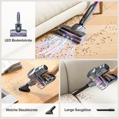 Lubluelu-Cordless Self-Standing Vacuum Cleaner, 25KPa leistungsstarke Saugkraft, 220W Stick Hoover für Tierhaare, Hartböden und Teppiche, 450ml Mülleimer