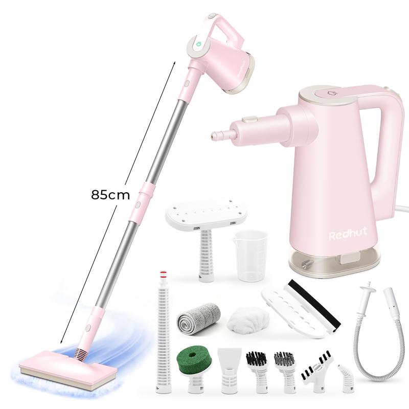 Redhut Hand-Dampfmopp 13 in 1 mit abnehmbarem 375 ml Wassertank, 15 Sek. Schnellaufheizung, 230°F Dampf, längeres Reinigen, 3 m Kabel; ideal für Holz, Fliesen, Teppiche, Fugen, Glas, Küche, Bad & Sofas