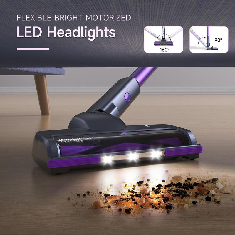 Lubluelu-Cordless Self-Standing Vacuum Cleaner, 25KPa leistungsstarke Saugkraft, 220W Stick Hoover für Tierhaare, Hartböden und Teppiche, 450ml Mülleimer