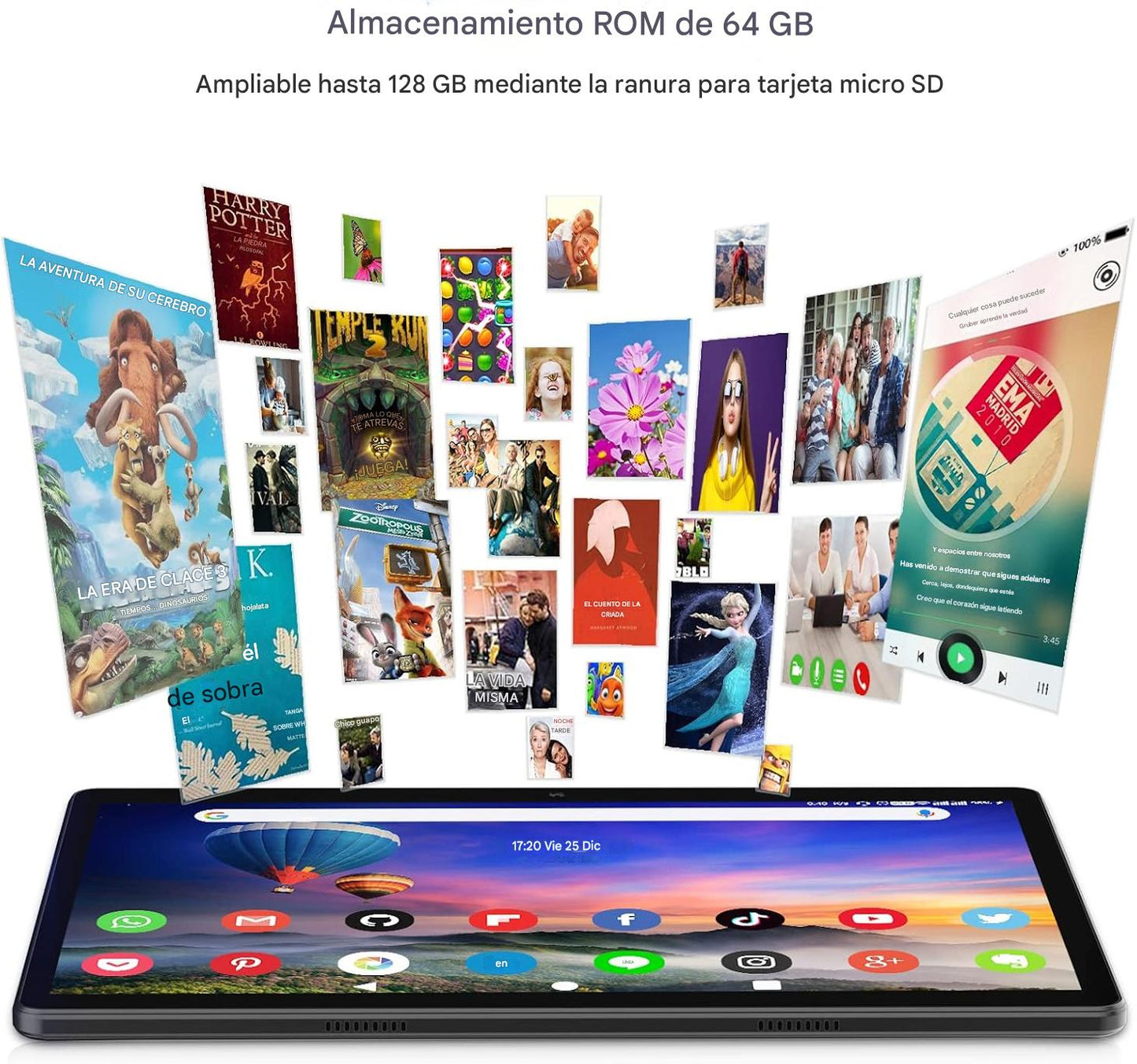 🇪🇸 Tableta Android de 10.1 pulgadas (2025) – Última Versión con Procesador Octa-Core, 64 GB de Almacenamiento, Cámara Dual 13 MP + 5 MP, WiFi, Bluetooth, GPS, Pantalla IPS Full HD, Soporte hasta 512 GB (Negra)