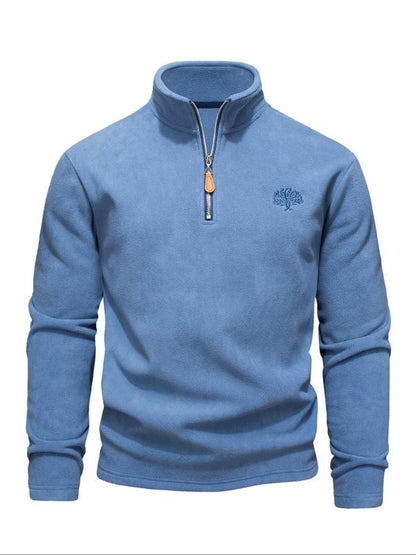 Sweatshirt homme en polaire, col montant zippé — idéal pour l’automne et l’hiver.