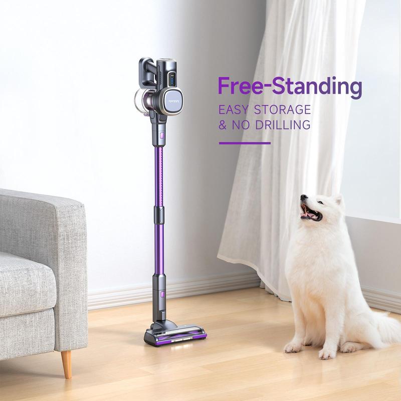 Lubluelu-Cordless Self-Standing Vacuum Cleaner, 25KPa leistungsstarke Saugkraft, 220W Stick Hoover für Tierhaare, Hartböden und Teppiche, 450ml Mülleimer