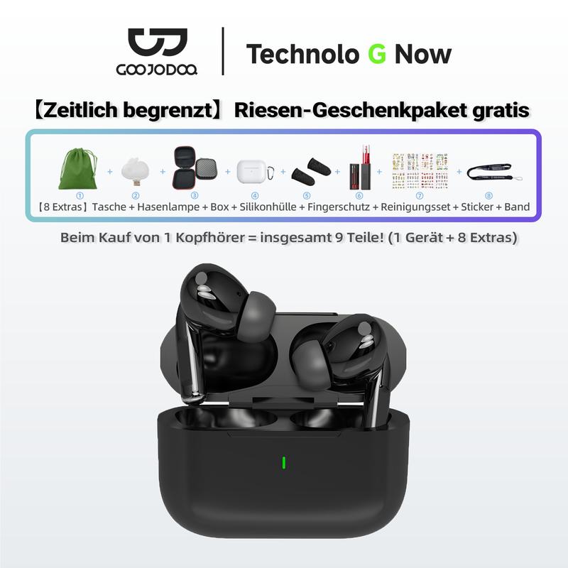 【Versandkostenfrei (Limitiert)】9-in-1 Limitiertes Geschenkpaket – GOOJODOQ J206 Bluetooth 5.3 Geräuschunterdrückende Ohrhörer, Lautstärkeverstärker, Sicherer Sitz, Ultraleicht, HD-Stereoklang