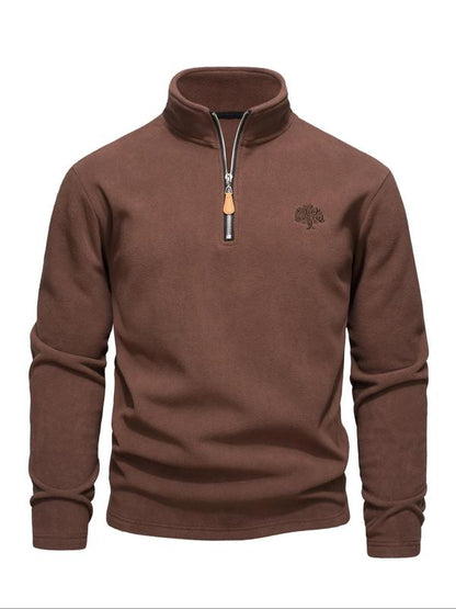 Sweatshirt homme en polaire, col montant zippé — idéal pour l’automne et l’hiver.
