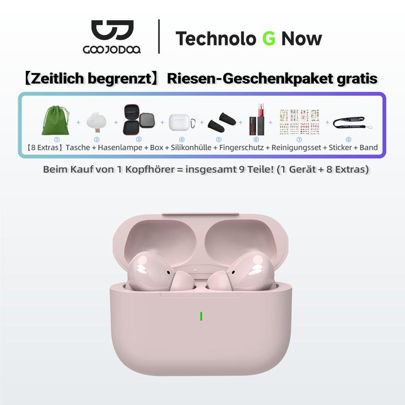 【Versandkostenfrei (Limitiert)】9-in-1 Limitiertes Geschenkpaket – GOOJODOQ J206 Bluetooth 5.3 Geräuschunterdrückende Ohrhörer, Lautstärkeverstärker, Sicherer Sitz, Ultraleicht, HD-Stereoklang
